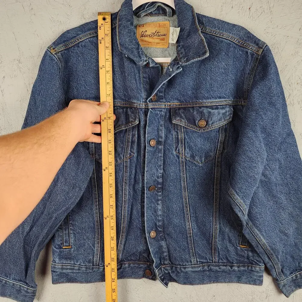 Levi Strauss Signature Jacket Mens XL Blue Denim Standard Trucker Jean Western